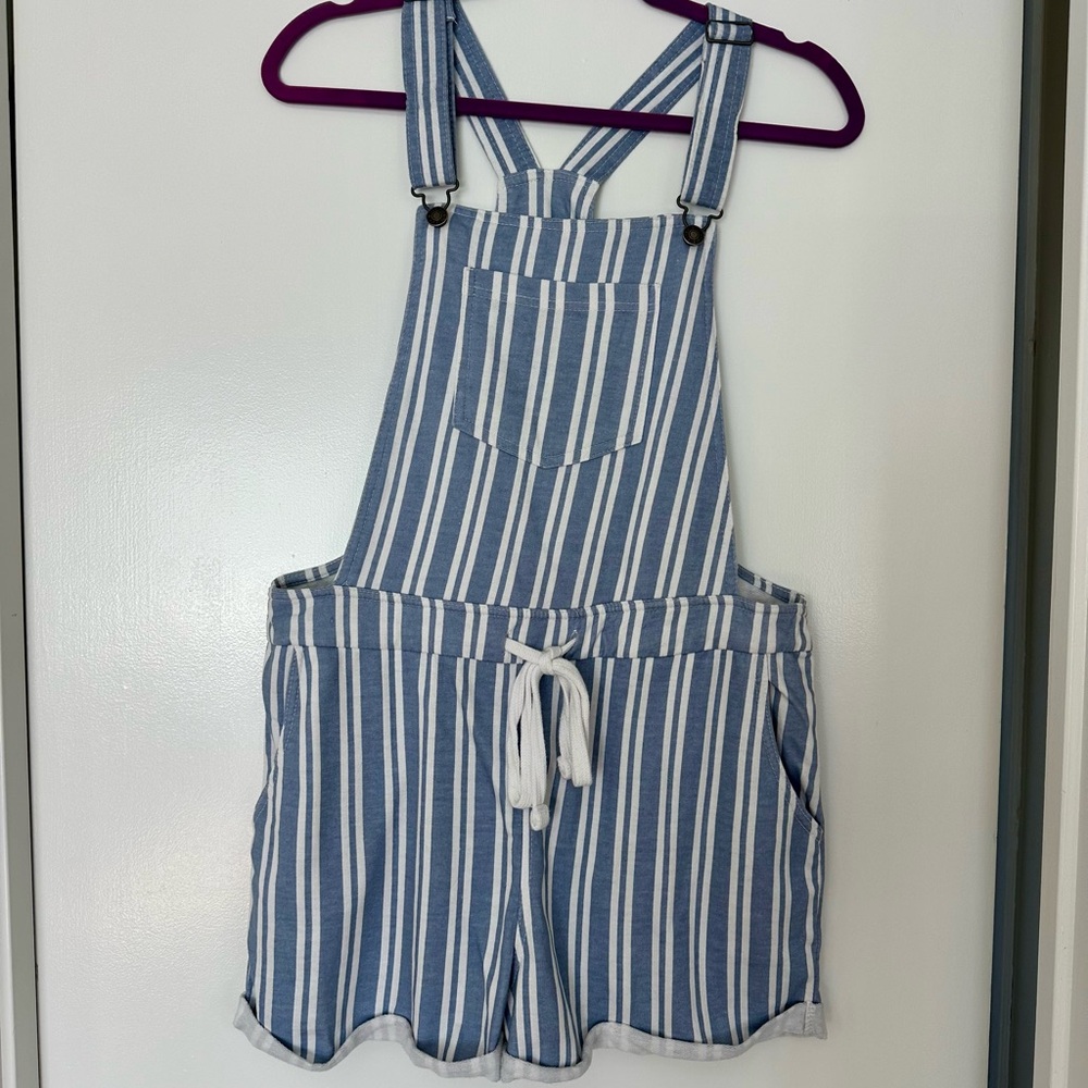 Wallflower Blue and White Striped Women's Shorts Overalls